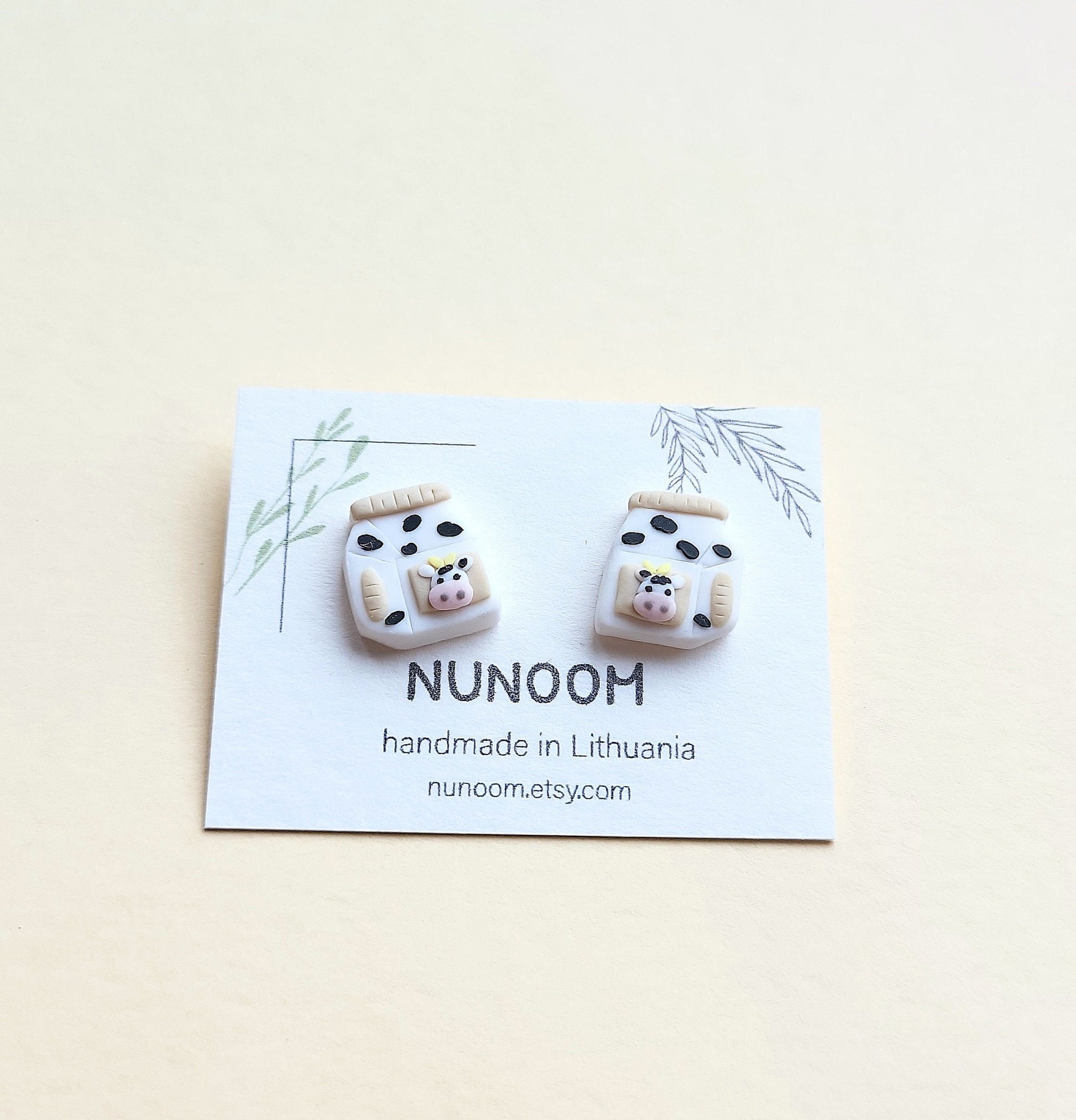 cow milk carton stud earrings