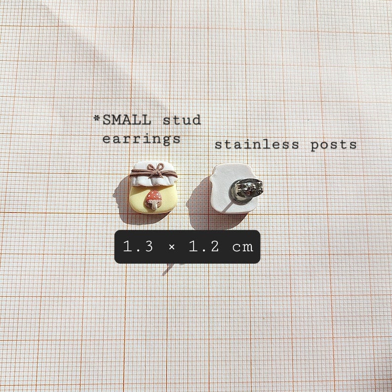 Jam Jar Stud Earrings - Cottagecore Food Jewelry