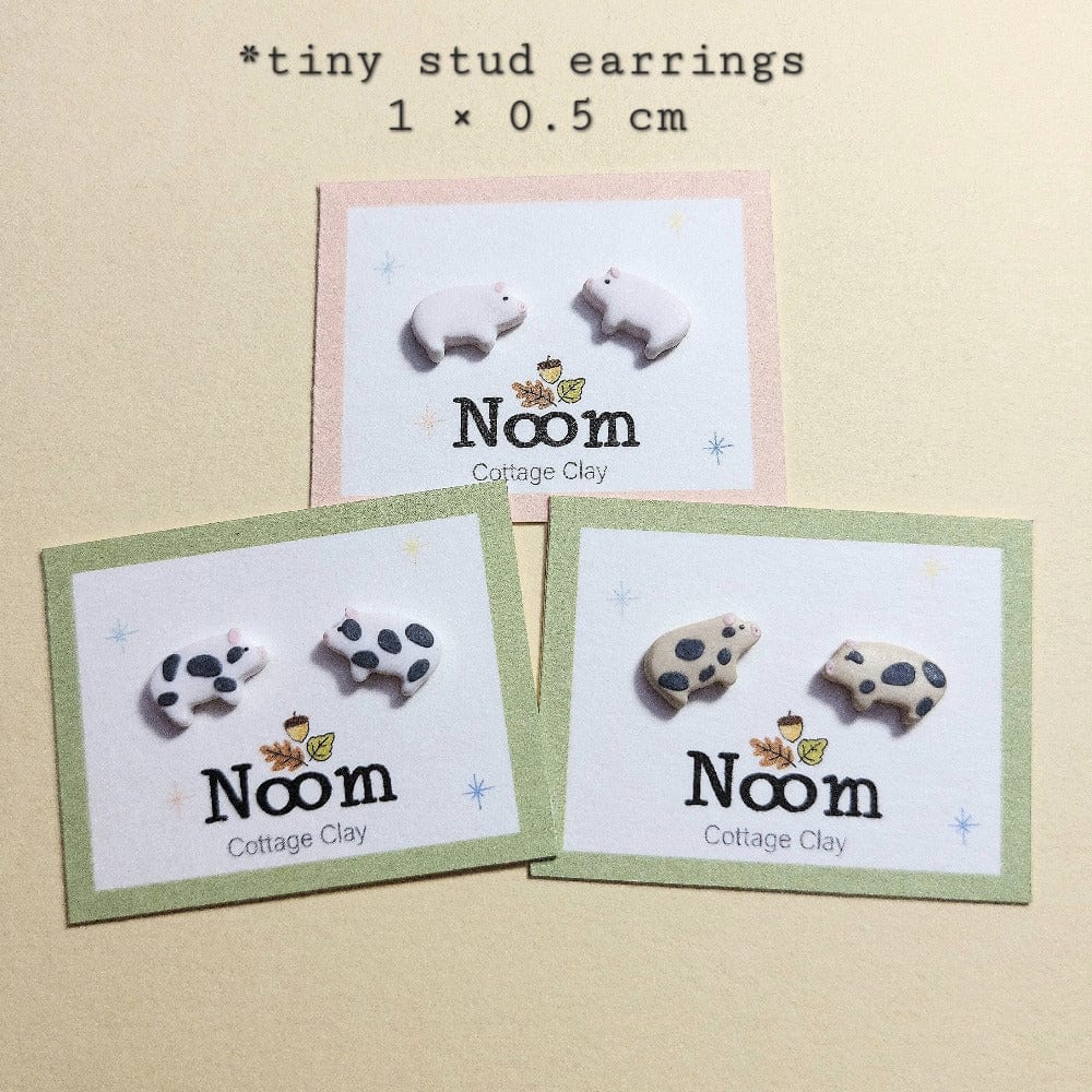 Tiny Pig Stud Earrings - Farm Animal Jewelry
