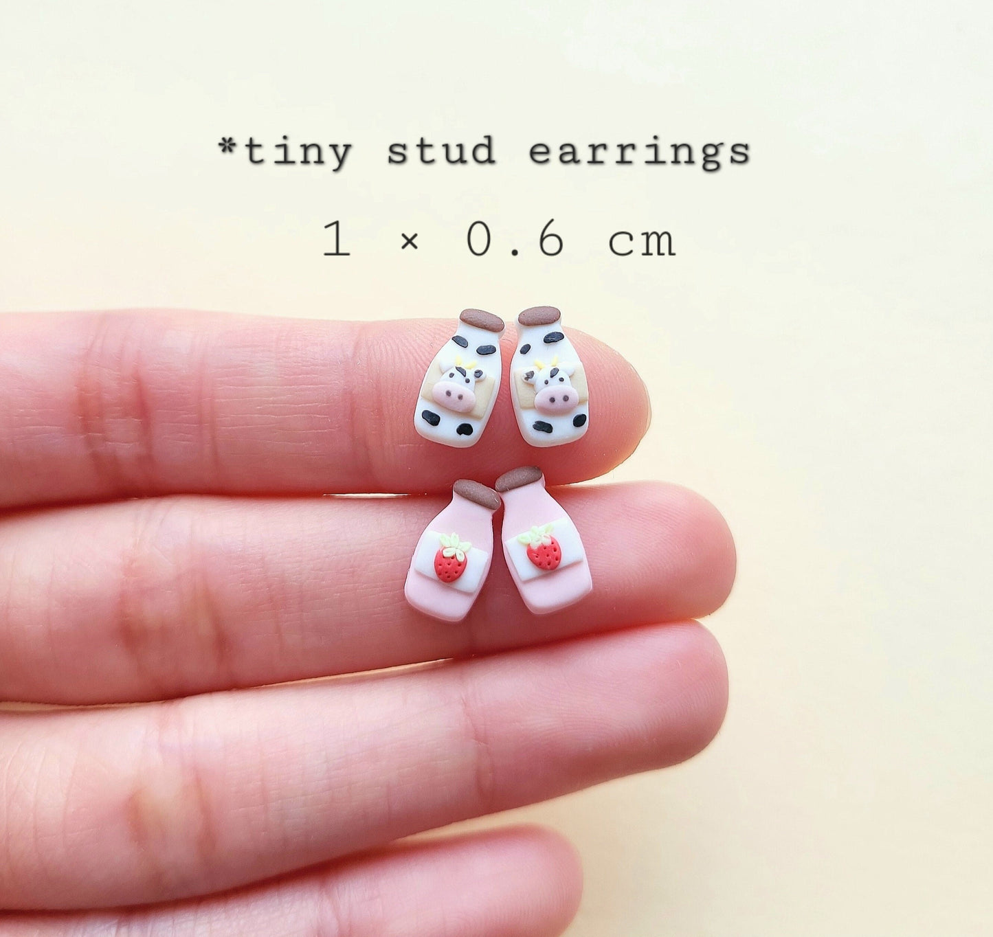 Tiny Milk Bottle Stud Earrings | Cute Cow Jewelry