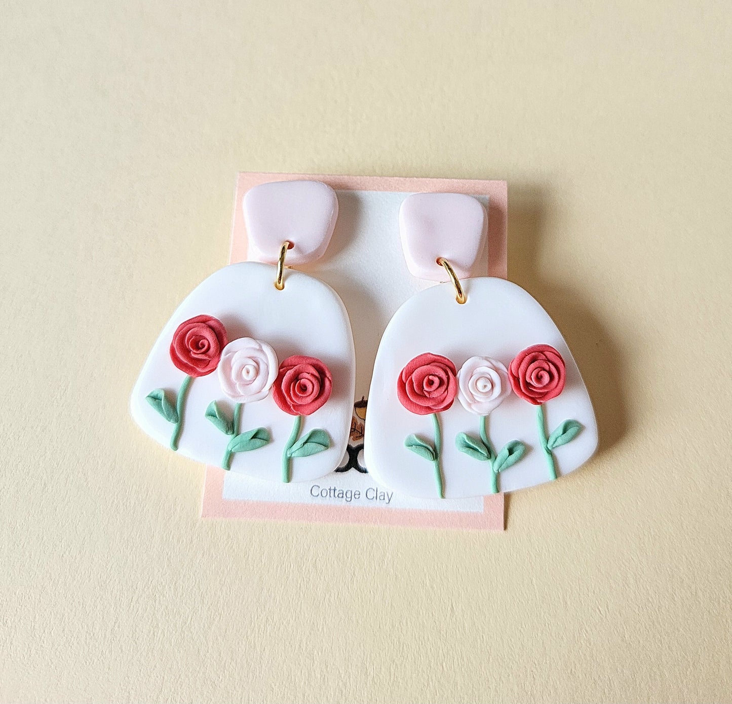 Rose Earrings, Polymer Clay Earrings, Statement Jewelry, Gift For Her, Spring, Flower Blossom