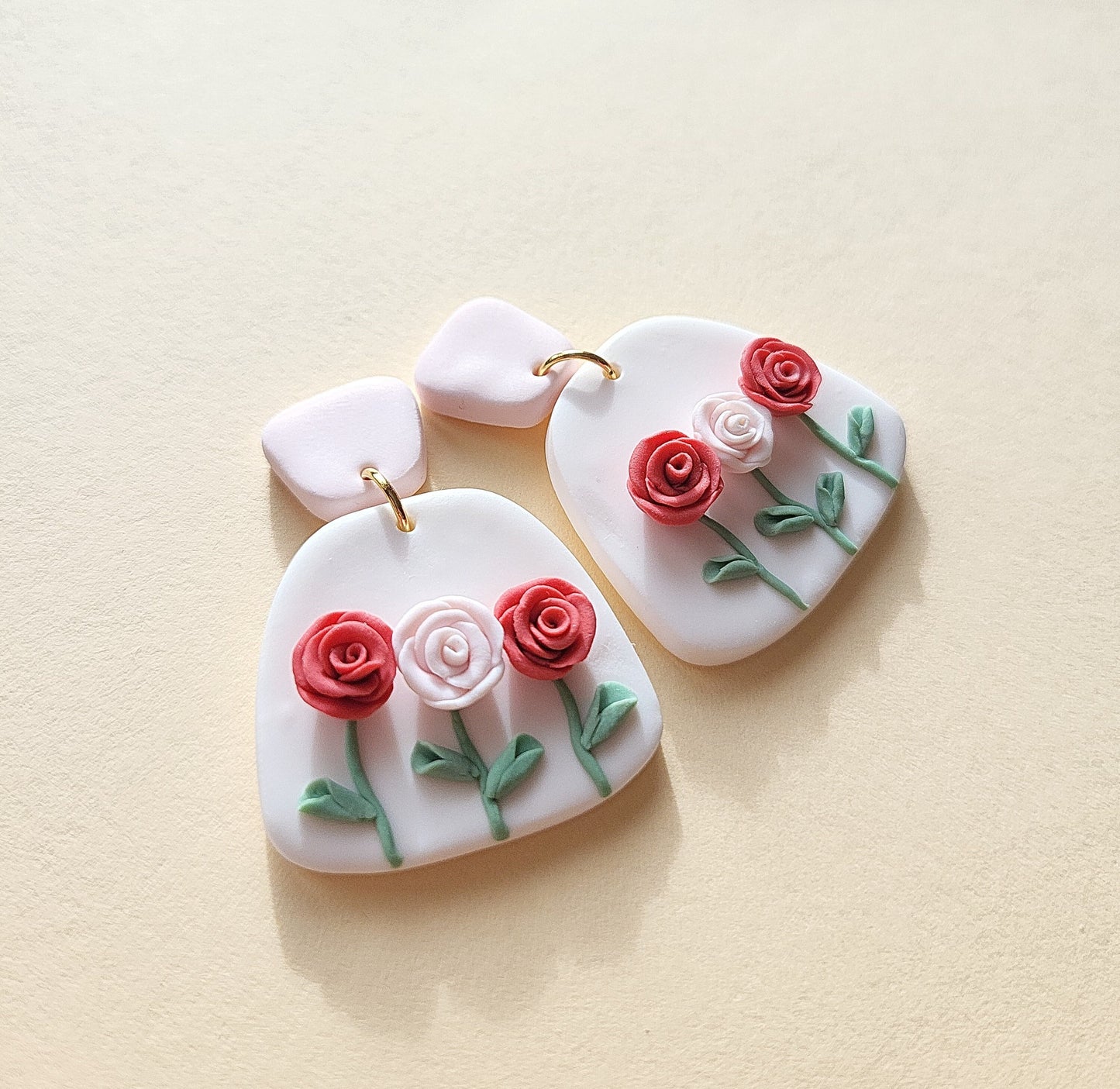 Rose Earrings, Polymer Clay Earrings, Statement Jewelry, Gift For Her, Spring, Flower Blossom