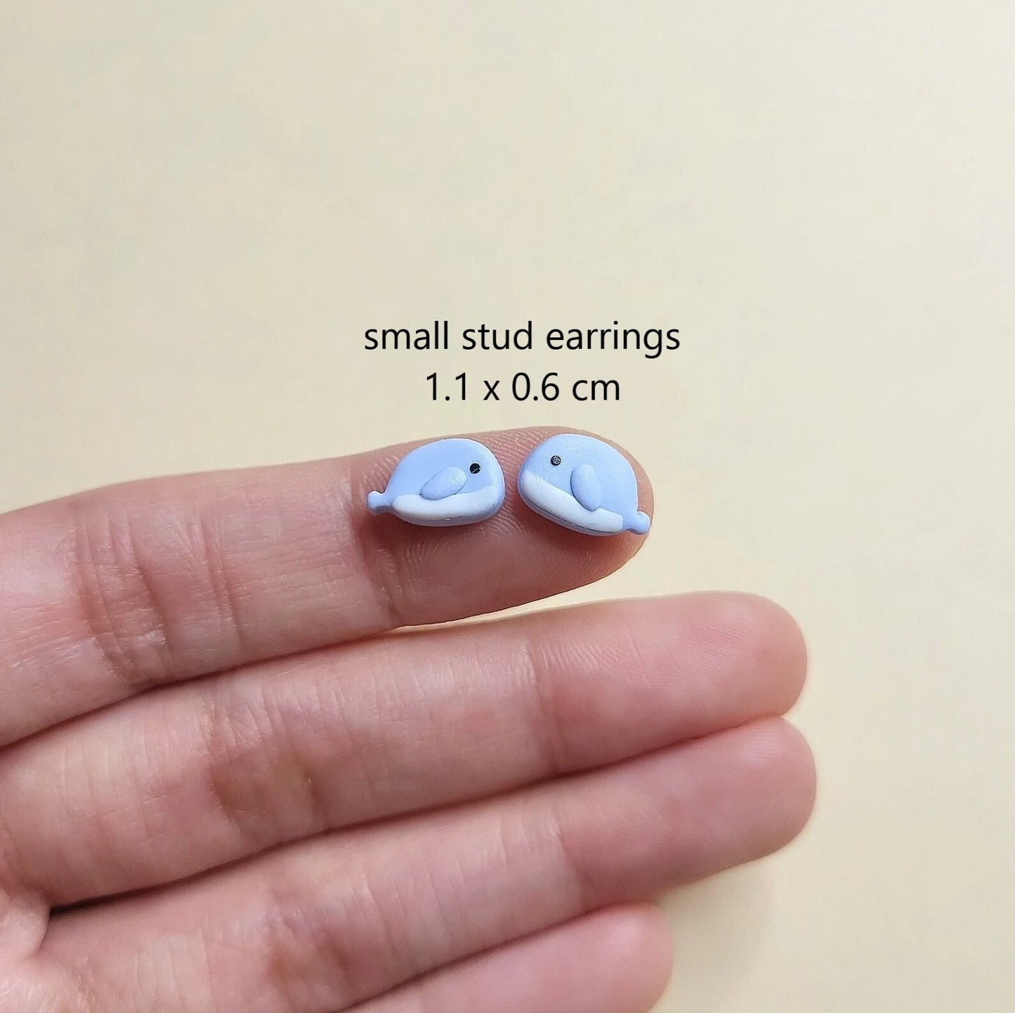 Cute Whale Stud Earrings • Ocean Creature Earrings • Polymer Clay Jewelry • Gift For Girl