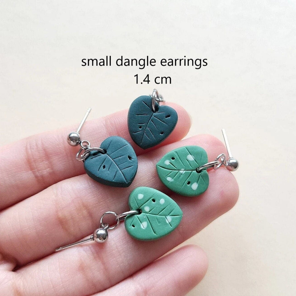 Small Monstera Leaf Earrings - Cute Plant Gifts