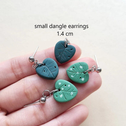 Small Monstera Leaf Earrings - Cute Plant Gifts