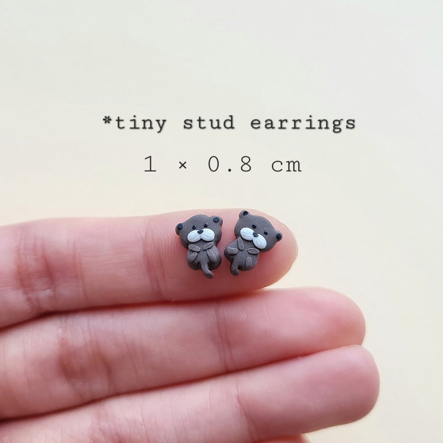 Tiny Otter Stud Earrings | Cute Otter Jewelry | Handmade Polymer Clay Earrings | Ocean Creature Jewellery | Holiday Gift for Women And Girls