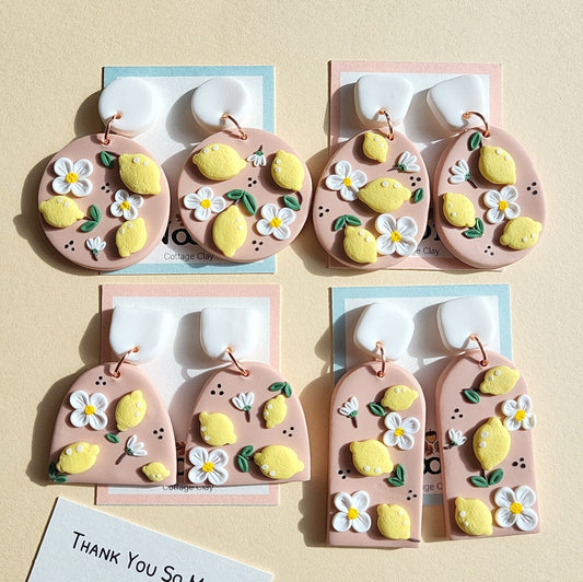 cute lemon clay earrings