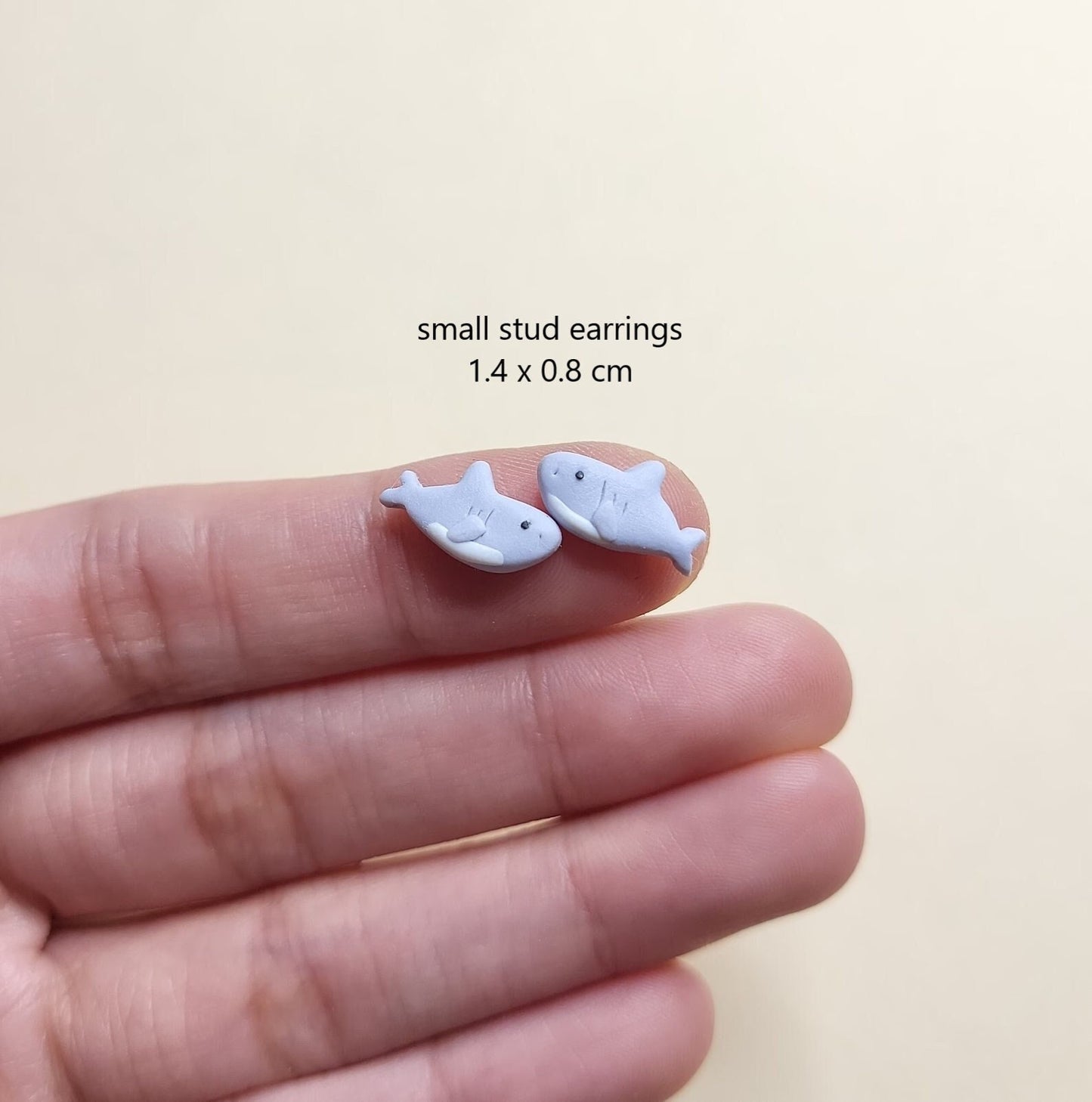 Shark Stud Earrings • Cute Shark Gift • Ocean Creature Earrings • Polymer Clay Jewelry • Gift For  Her