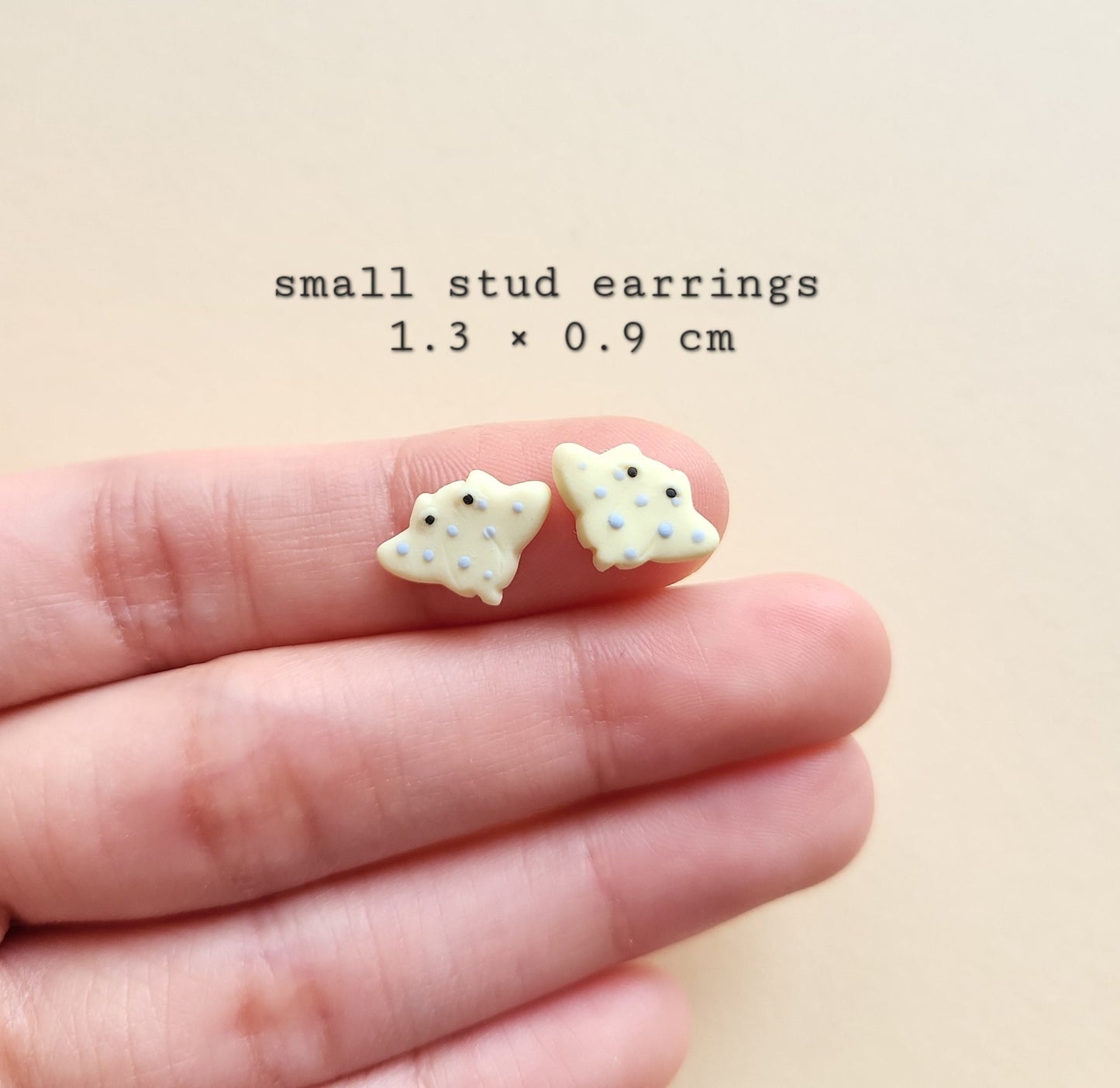 Stingray Stud Earrings, Cute Ocean Creature, Handmade Polymer Clay Earrings, Quirky And Fun, Gift For Her