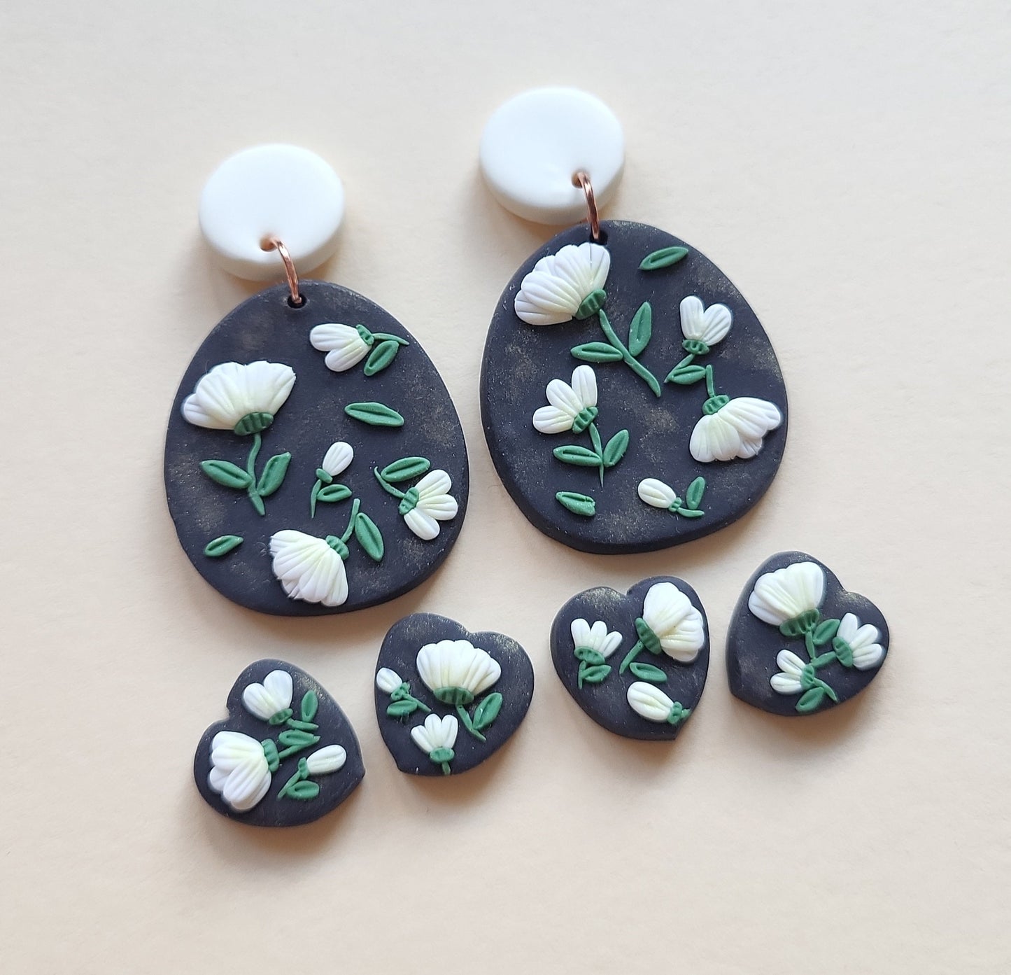 White Flower Earrings | Handmade Polymer Clay Jewelry