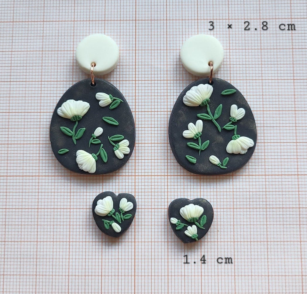 White Flower Earrings - Handmade Polymer Clay Earrings