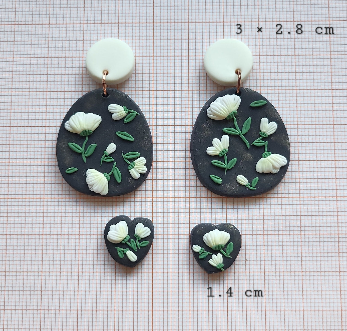 White Flower Earrings | Handmade Polymer Clay Jewelry