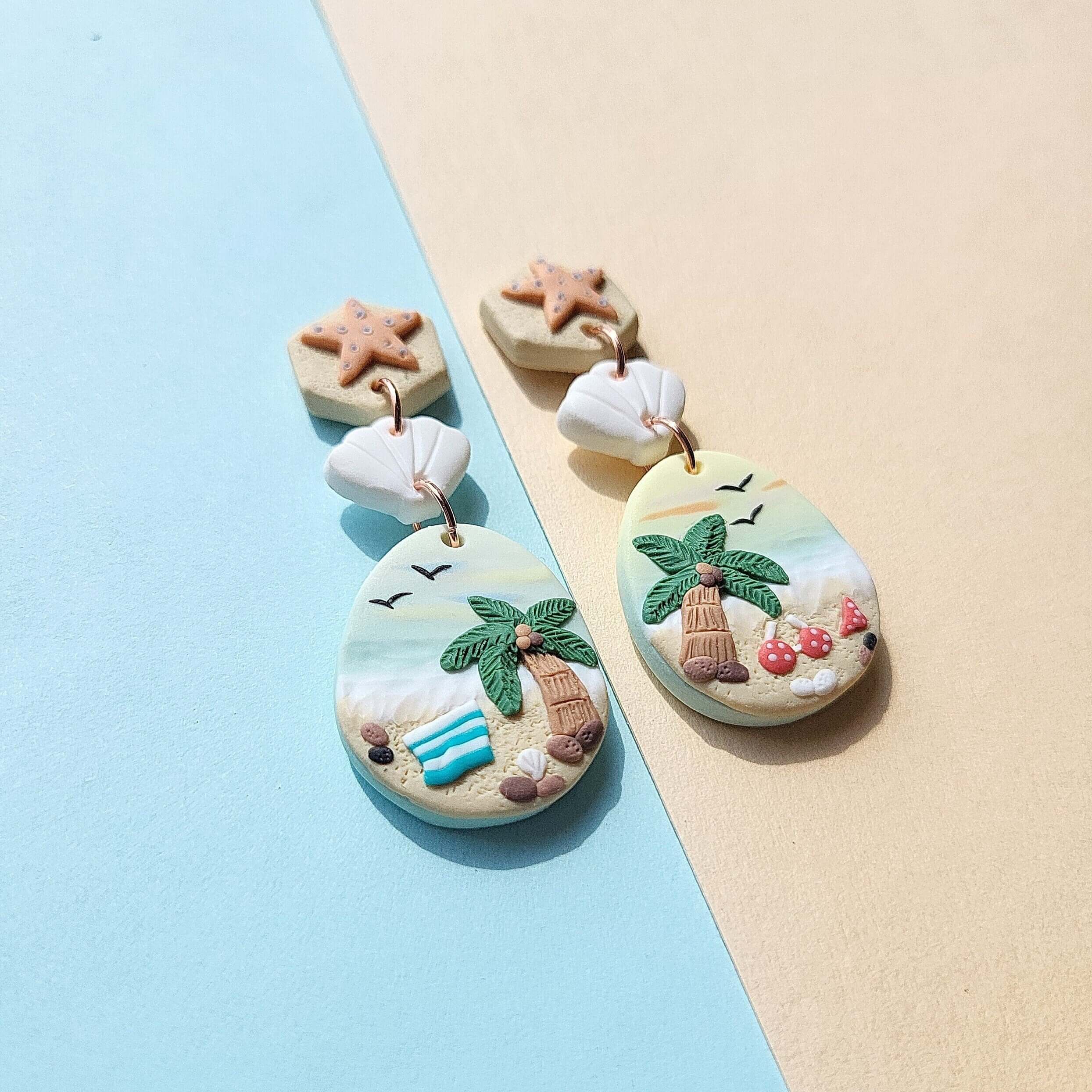 Boucles d'oreilles pendantes plage • Étoile de mer • Bijoux océaniques • Boucles d'oreilles d'été • Cadeau unique pour femmes