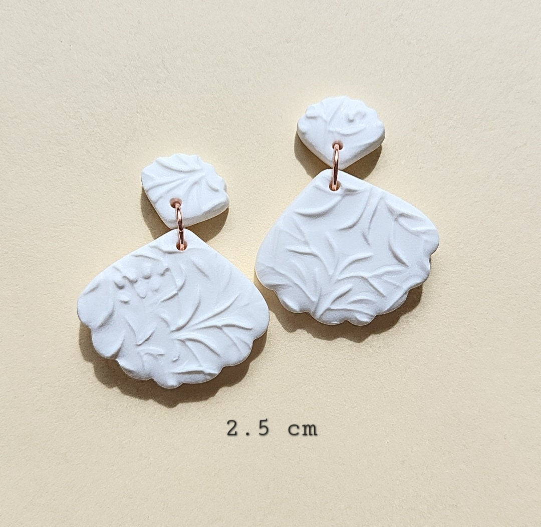 Minimalist White Clay Earrings • Simple Earrings • Polymer Clay Jewelry • Elegant • Statement