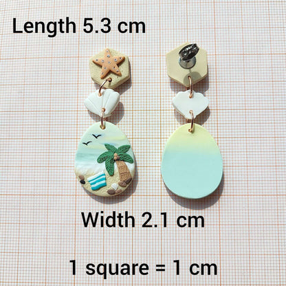 Pendientes colgantes de playa • Estrellas de mar • Joyas oceánicas • Pendientes de verano • Regalo único para mujeres
