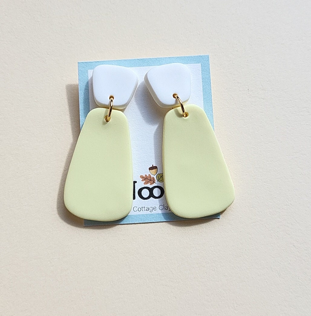 pastel yellow earrings clay