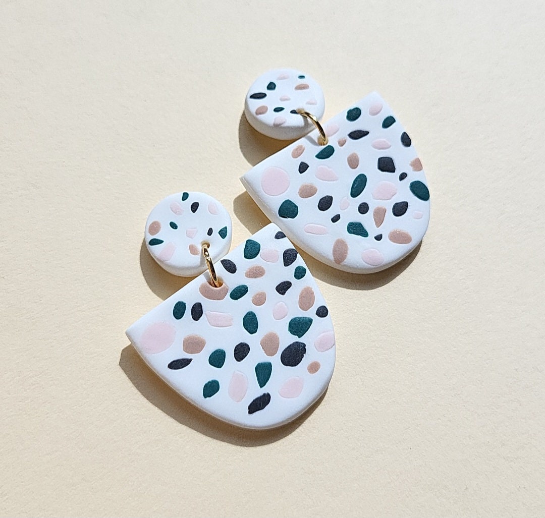 Terrazzo Earrings • Polymer Clay Jewelry • Modern And Trendy