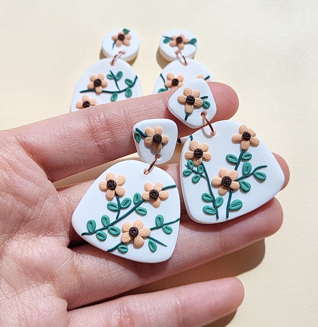 Boucles d'oreilles en argile polymère fleur