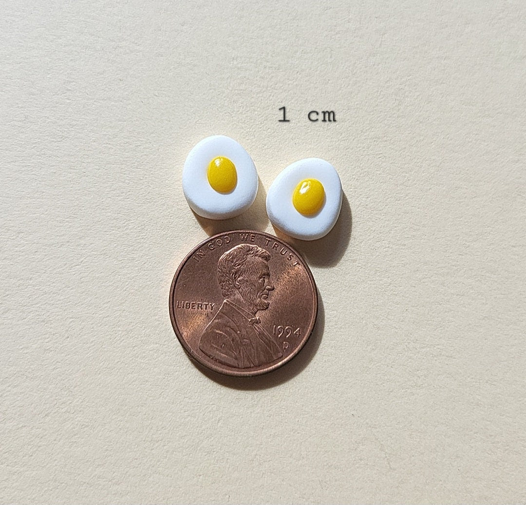 Tiny boiled egg stud earrings • Polymer Clay Jewelry