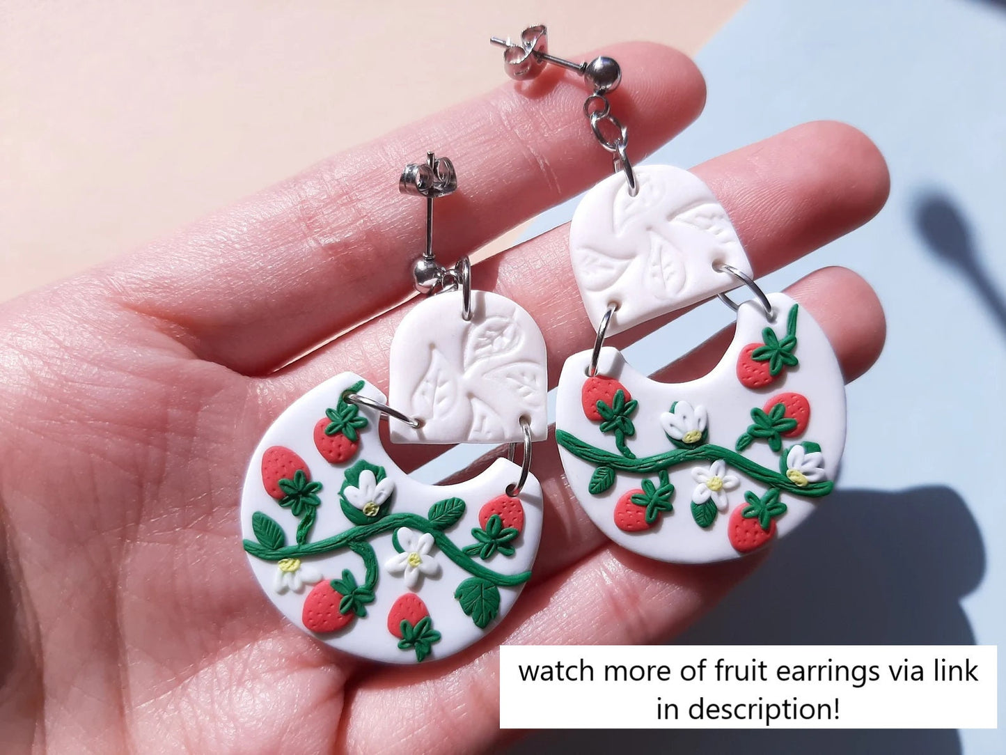 Cute Strawberry Earrings | Polymer Clay Jewelry