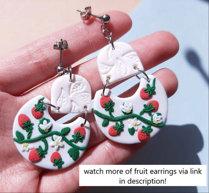 Niedliche Erdbeer-Ohrringe | Schmuck aus Polymer Clay