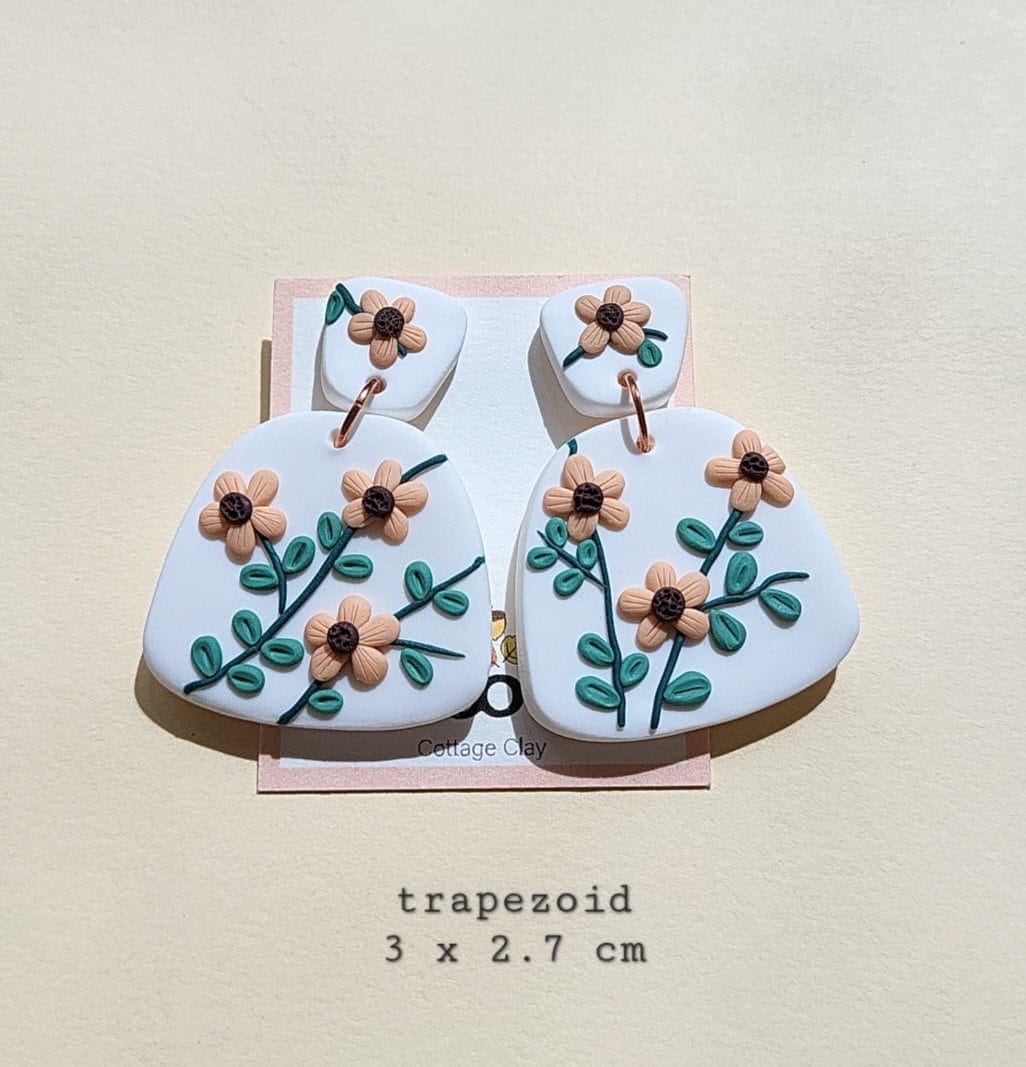 Boucles d'oreilles en argile polymère fleur