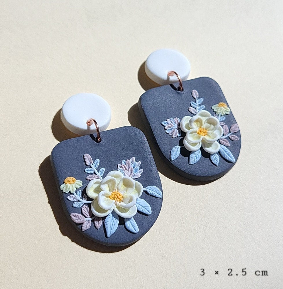 flower clay earrings