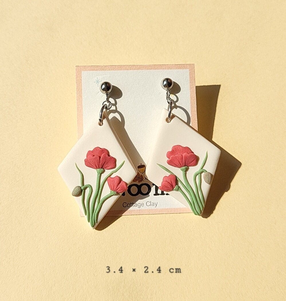 Poppy Flower Earrings