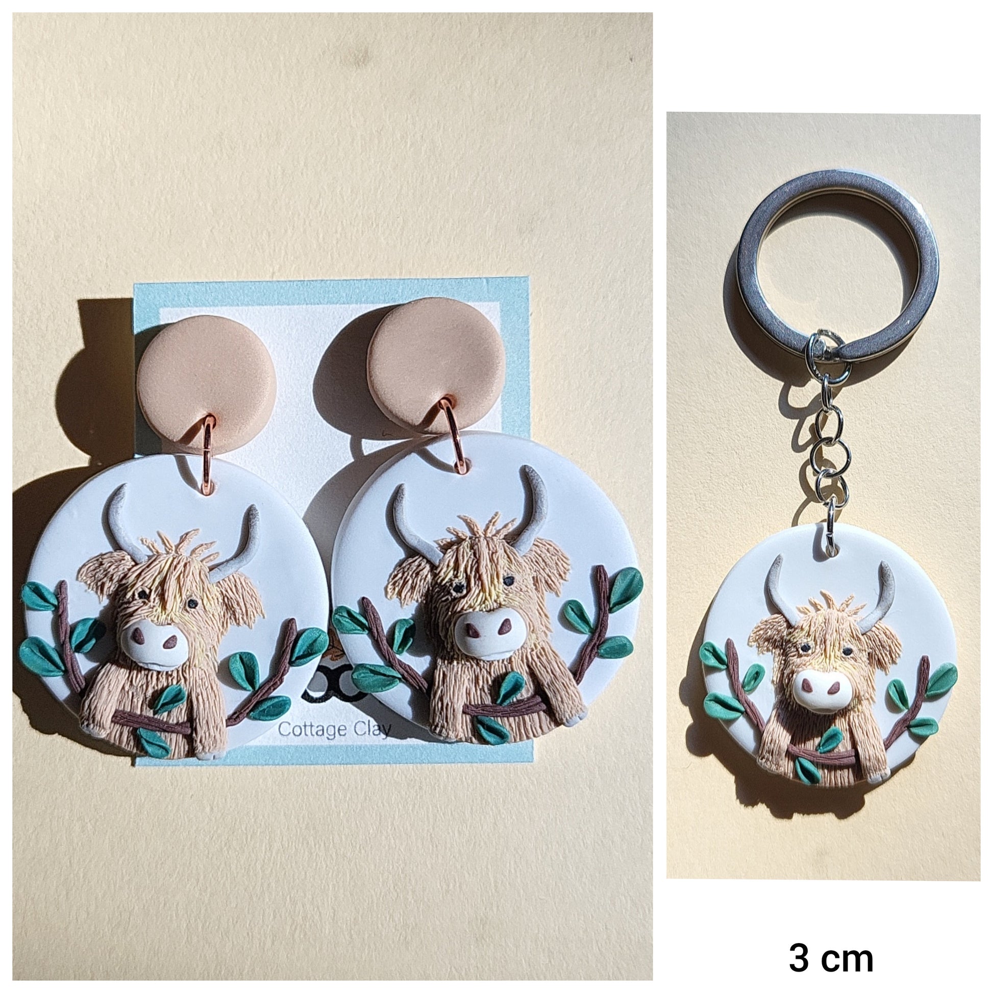 Highland cow earrings / keychain