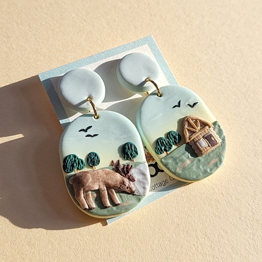 Reindeer Earrings | Landscape Jewelry | Summer Jewellery