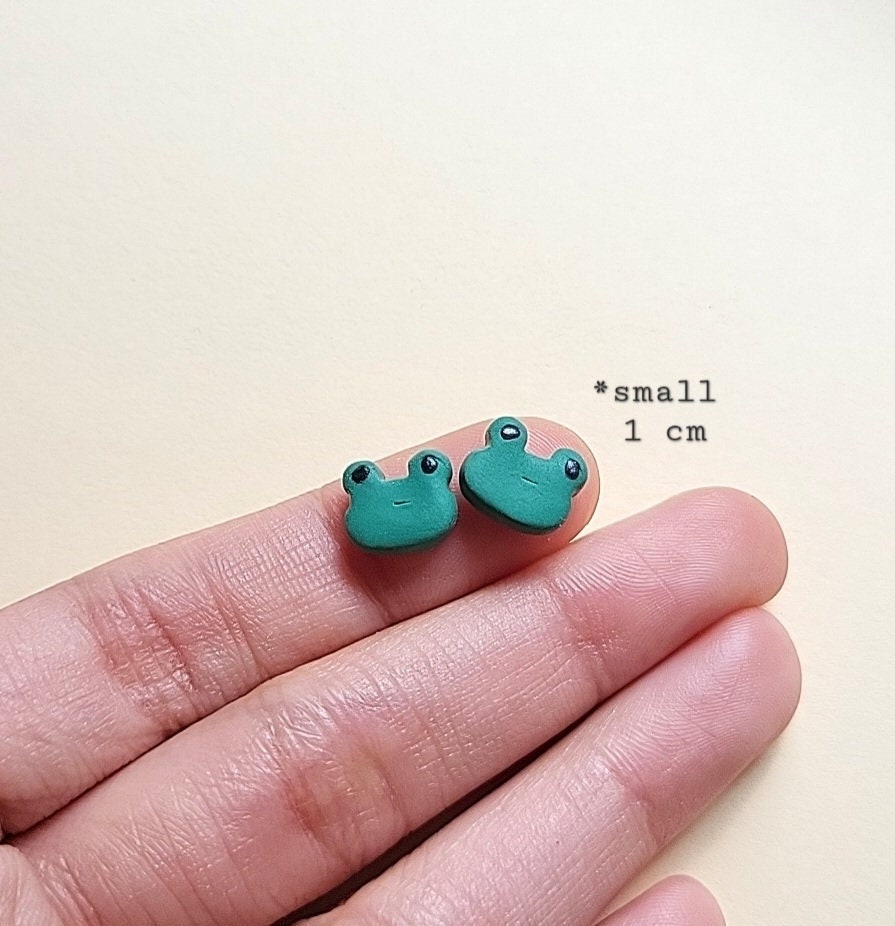 Frog Earrings, Kawaii Earrings, Polymer Clay Jewelry, Quirky, Cute, Fun, Gift For Her