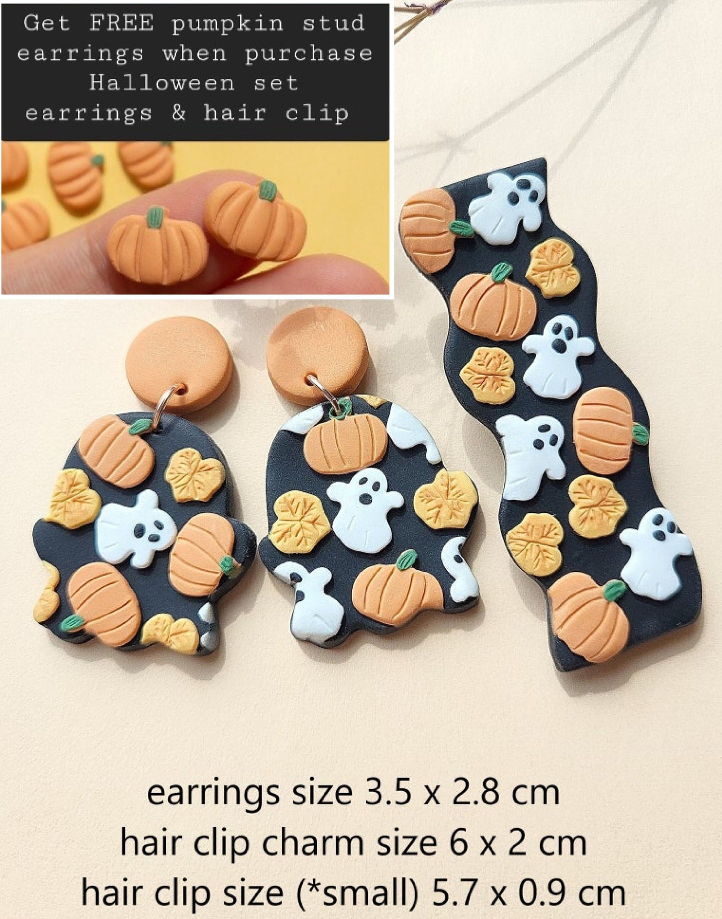 Halloween Pumpkin Earrings Spooky Ghost Earrings Cute Halloween Hair Clip Autumn Fall Jewelry Halloween Party Accessories For Women