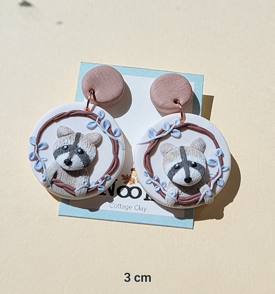 Cute Raccoon Earrings / Keychain | Cottagecore Jewelry