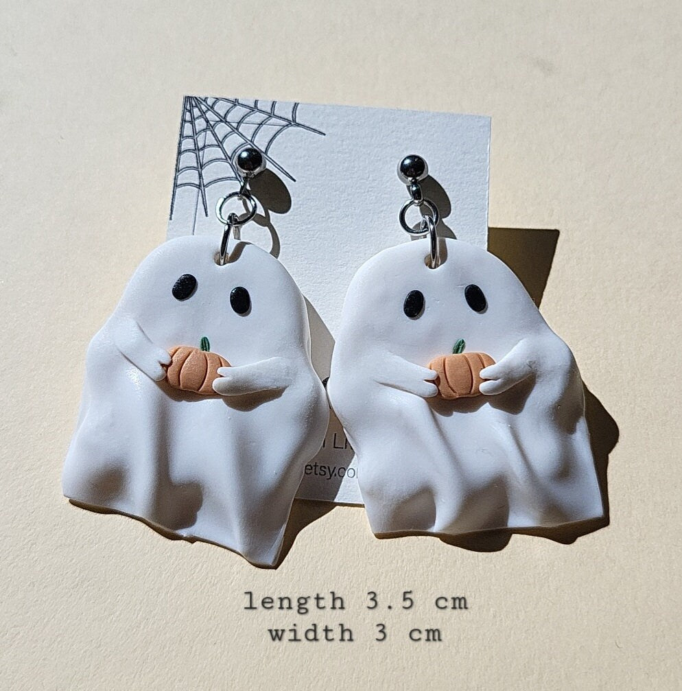 Halloween Ghost Earrings Cute Pumpkin Earrings Spooky Jewelry Fall Autumn Jewellery