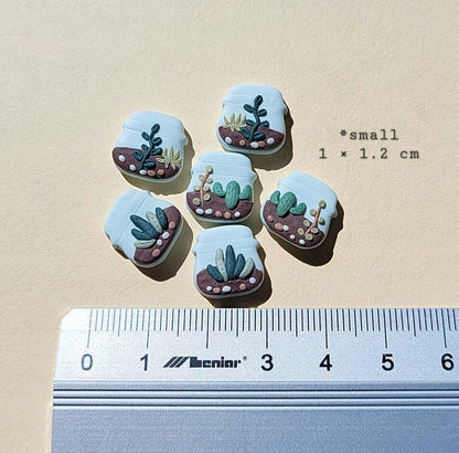 Mini pendientes de terrario, bonitos pendientes de plantas, jardín en miniatura en botella, regalo para amantes de las plantas, joyas de arcilla polimérica