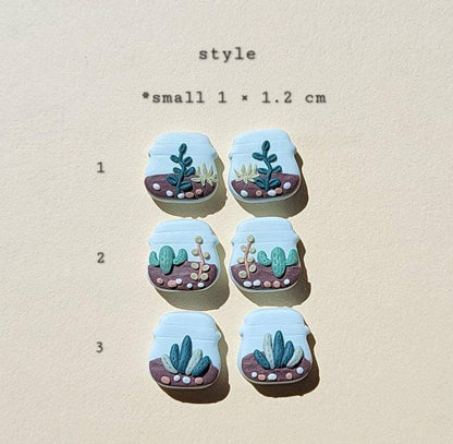 Mini pendientes de terrario, bonitos pendientes de plantas, jardín en miniatura en botella, regalo para amantes de las plantas, joyas de arcilla polimérica
