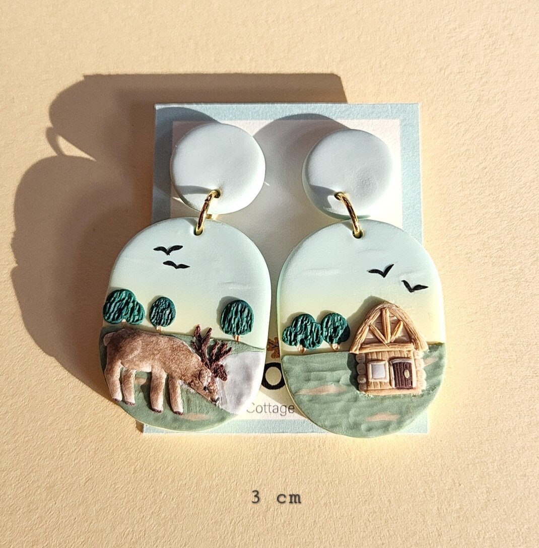 Reindeer Earrings | Landscape Jewelry | Summer Jewellery