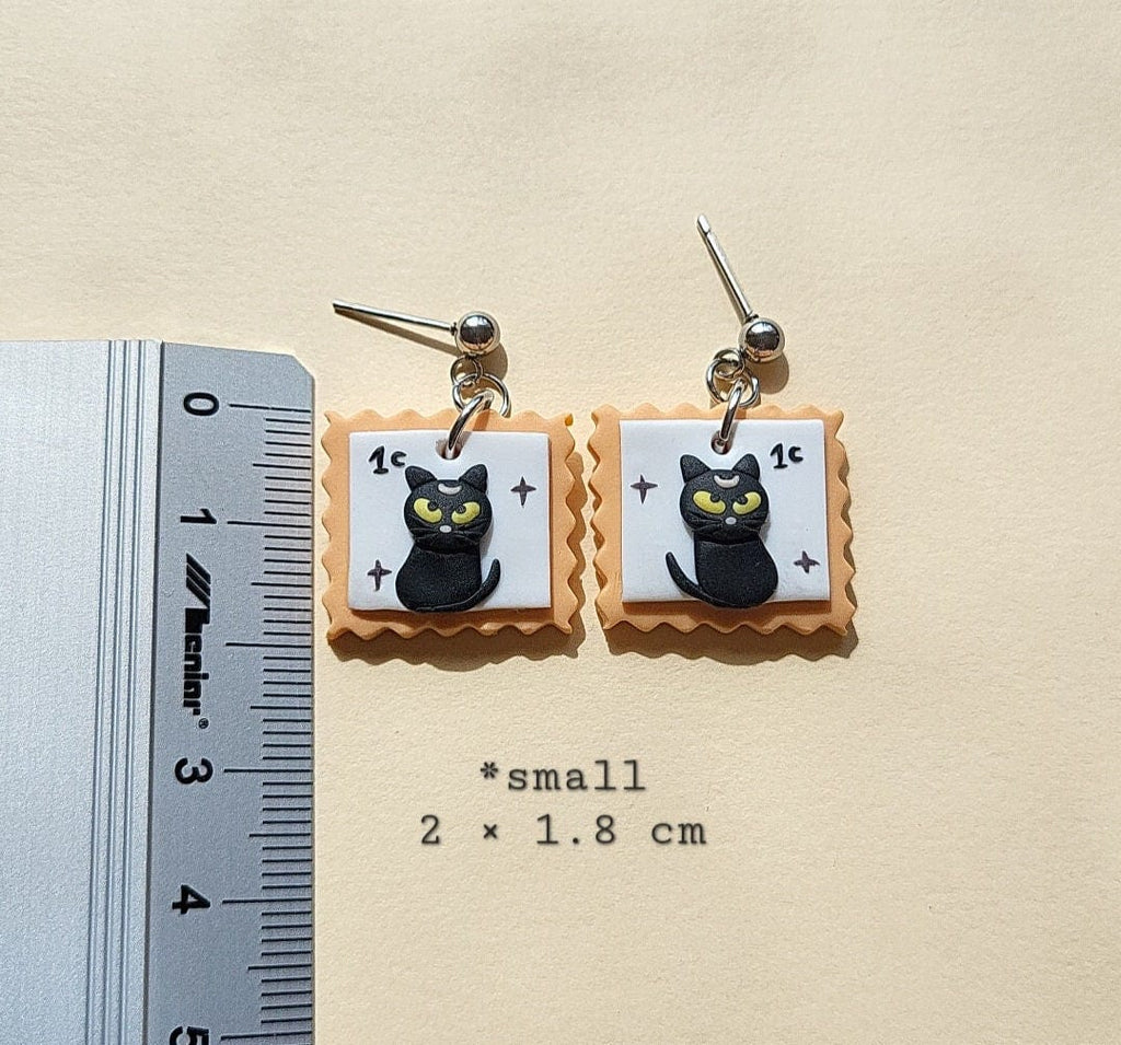 Boucles d'oreilles chat noir effrayant • Bijoux chat • Bijoux d'Halloween