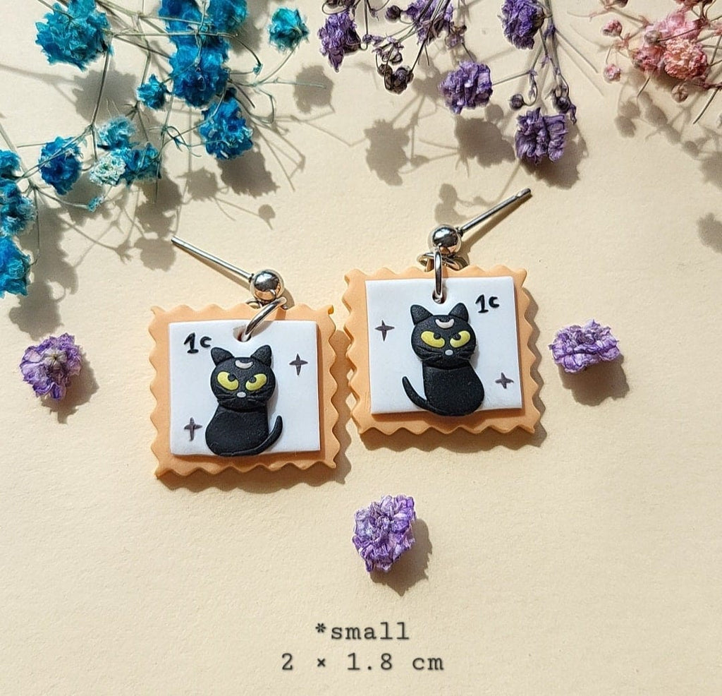 Boucles d'oreilles chat noir effrayant • Bijoux chat • Bijoux d'Halloween