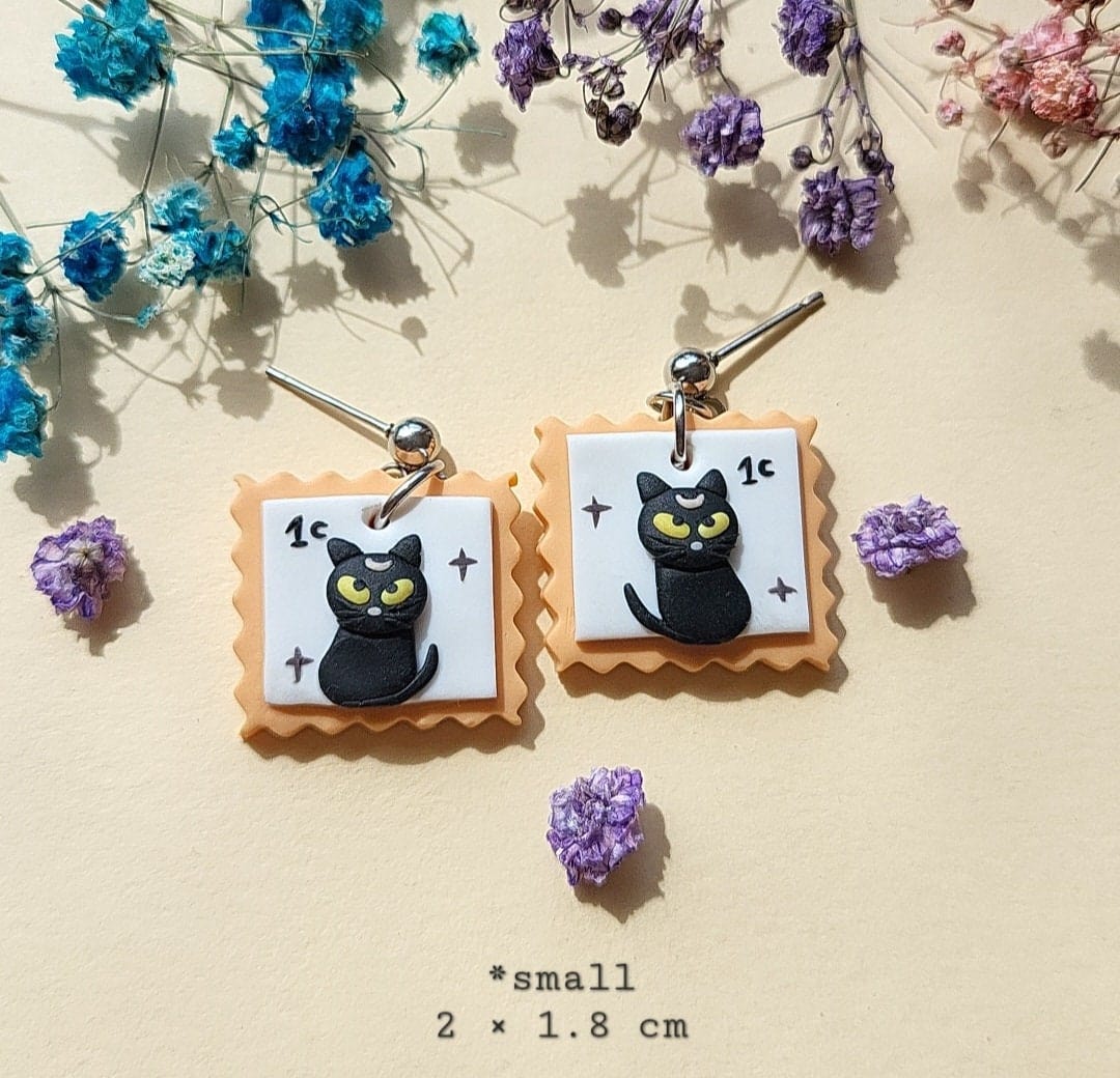 Spooky Black Cat Earrings - Halloween Jewellery