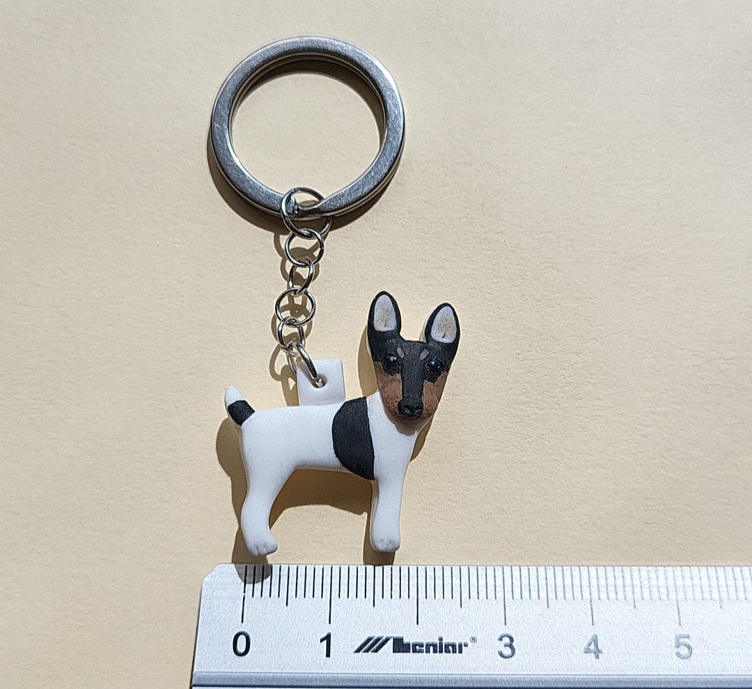 Toy Fox Terrier Keyring • Polymer Clay Keychain • Dog Lover Gifts Idea