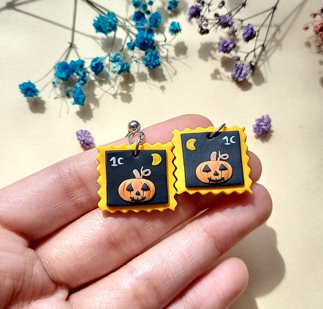 Halloween Pumpkin Earrings • Spooky Cute Earrings • Polymer Clay Jewelry • Handmade Gift For Her