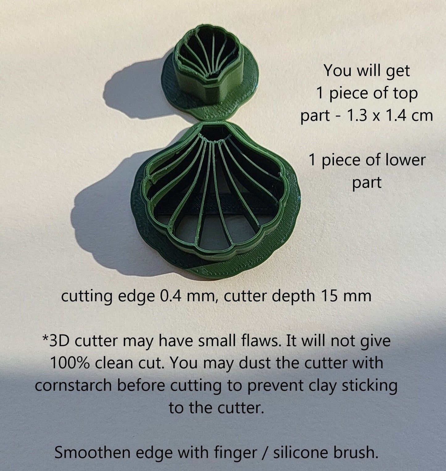 Shell Polymer Clay Cutter Set, 3D Printed Cookie Cutter, Multiple Sizes, Organic