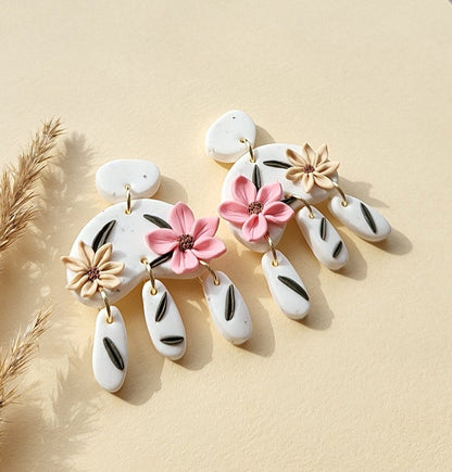 Polymer Clay Blumenohrringe