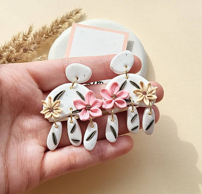 Polymer Clay Blumenohrringe