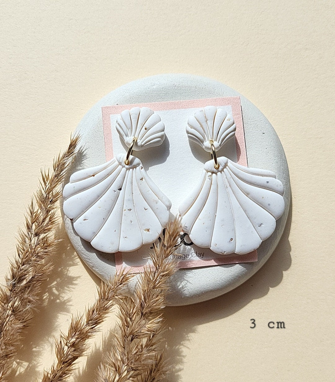 Minimalist White Shell Earrings | Trendy Polymer Clay Earrings | Elegant Bridesmaid Earrings | Wedding Jewelry