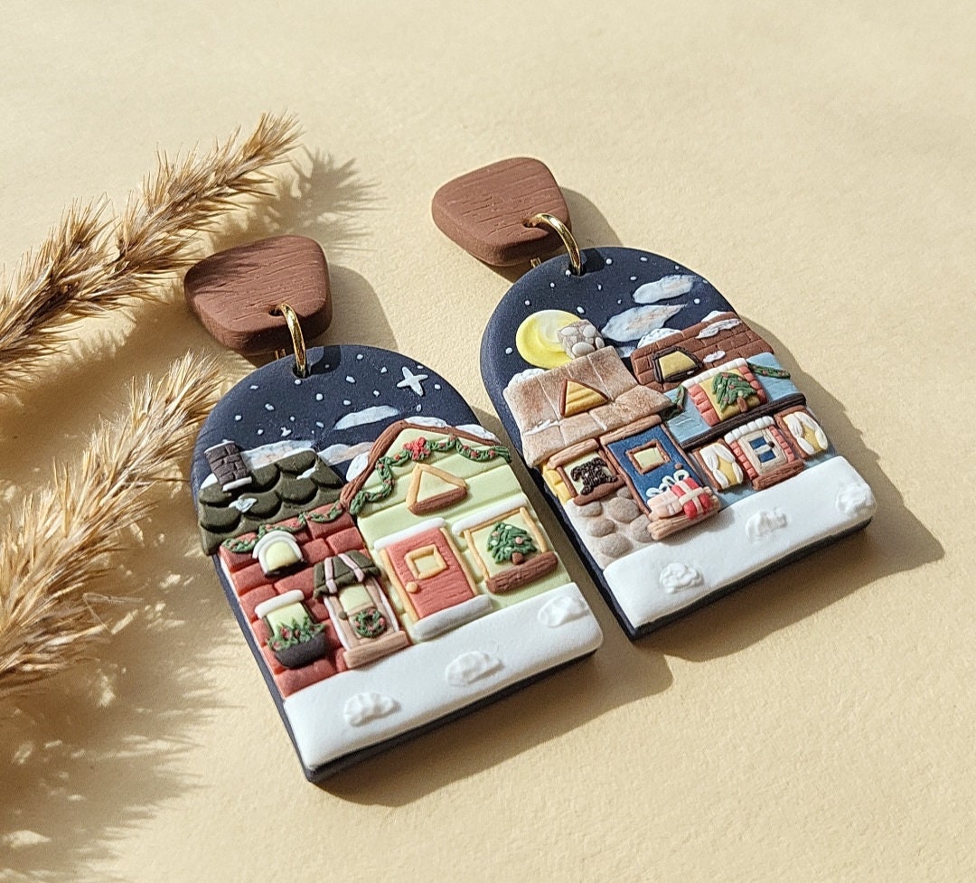 Cute Christmas Earrings | Handmade Polymer Clay Jewelry | Unique Christmas Gifts For Her