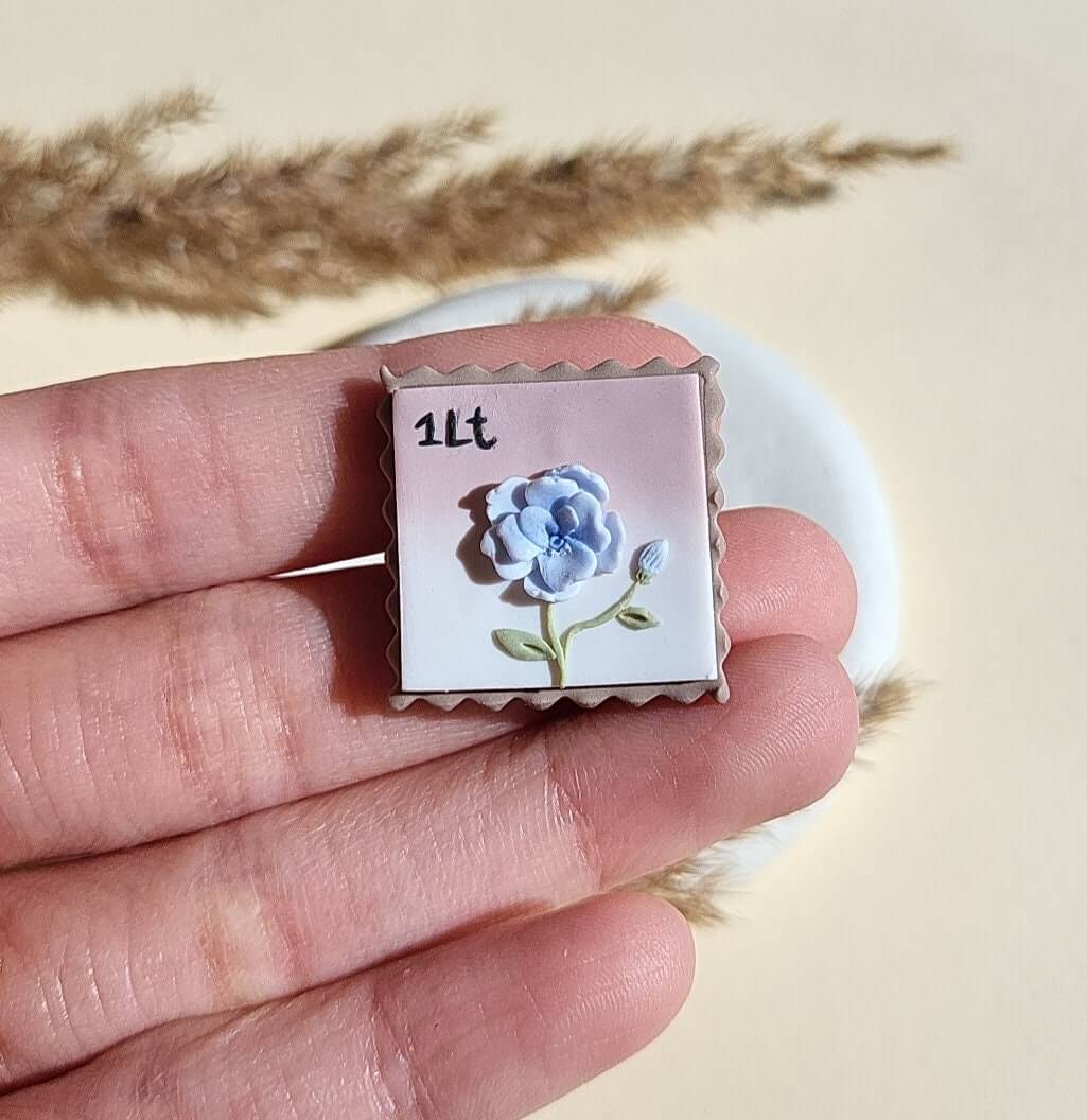 Broche de sello de flores, broche de arcilla polimérica hecho a mano, regalo para mamá