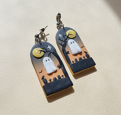 Boucles d'oreilles fantôme cimetière d'Halloween