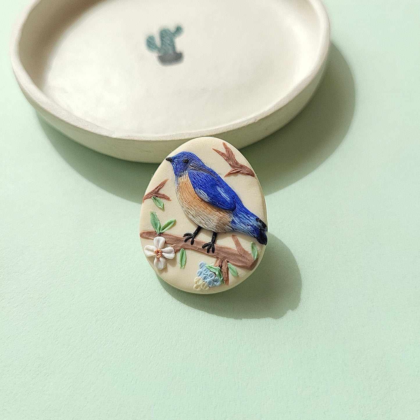 Blue Bird Brooch • Polymer Clay Brooch • Nature Inspired • Cute Bird Gifts Under 20